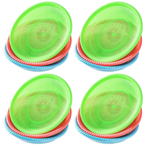 12Pcs Reusable Fast Food Baskets Round Storage Plates 1