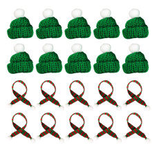 60Pcs Creative Christmas Mini Scarf and Hat Decor for Dolls and Plants