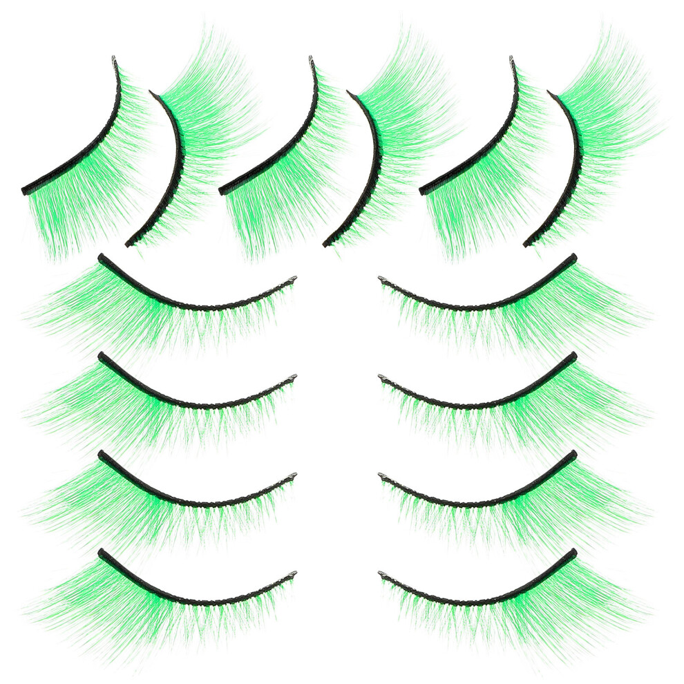Happyyami Green 7Pairs Dramatic False Eyelashes Comfortable Fiber For Party Use
