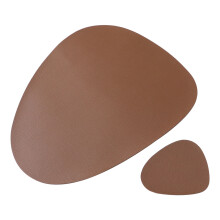 2Pcs Heat Insulation PU Placemats Brown Waterproof Cup Mats
