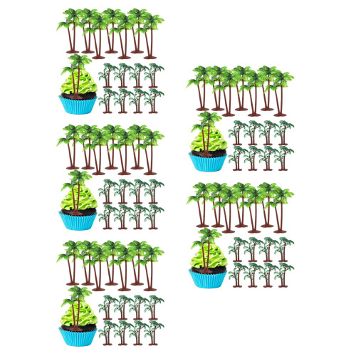 80Pièces Petits Arbres Plastique Multicolores Décorations Gâteau 2