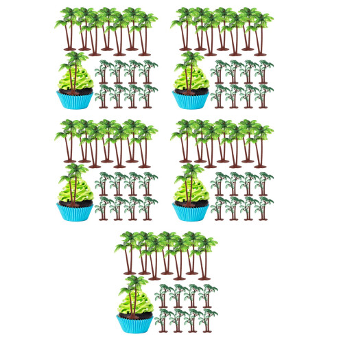 80Pièces Petits Arbres Plastique Multicolores Décorations Gâteau 1
