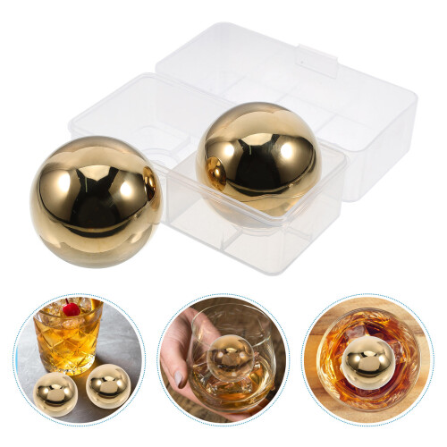 2 RVS Whiskey Stones Herbruikbare IJsbollen Drankcadeau 2