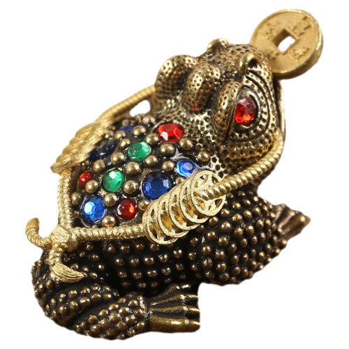 2Pcs Copper Toad Sculptures Fengshui Wealth Table Ornaments 1