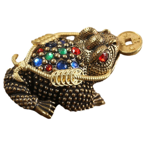 2Pcs Copper Toad Sculptures Fengshui Wealth Table Ornaments 2