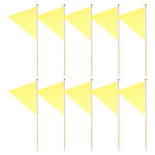 10Pcs Reliable Polyester Yard Marker Flags with Bamboo Poles