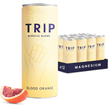 TRIP Mindful Blends Blood Orange Sparkling drink with 120MG Magnesium, Chamomile, Lemon Balm. Low Calorie, No Added Sugar & Vegan Pack of 12 x 250ml