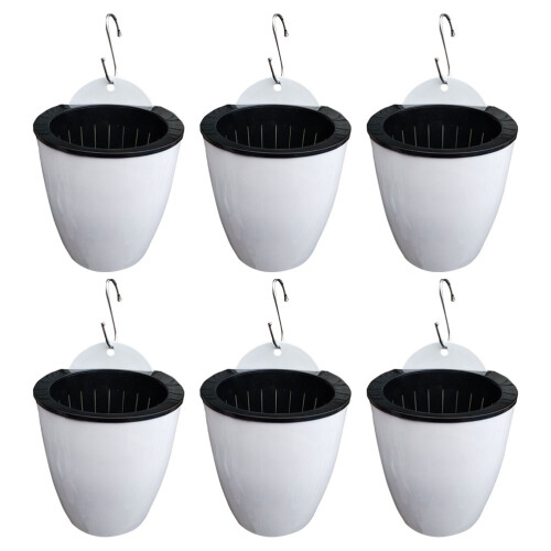 6Sets Plastic Zelfbewaterende Wandbloempot Wit Voor