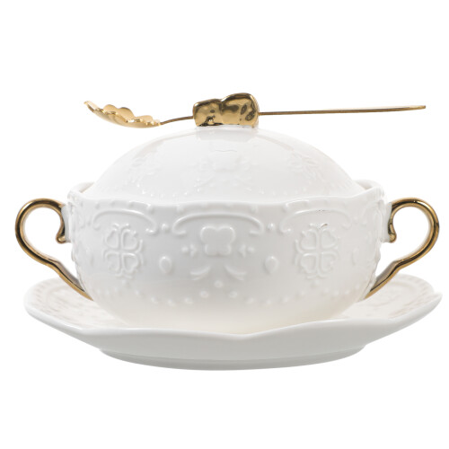 Conjunto De Tigela Com Alças , , Creme E 2