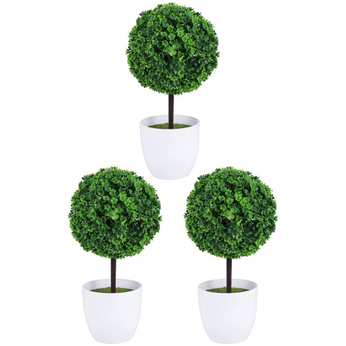 3Pcs Bola De Planta Artificial Bonsai Verde Imitação 1