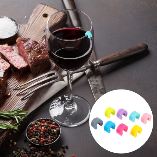 8 Pezzi Portabicchieri In Silicone Per Da Vino, Colorati 2