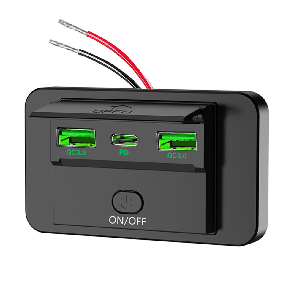 12V/24V 3 Port Pd Usb Vehicle Charger, Fast Charging For- Green 7709000019700