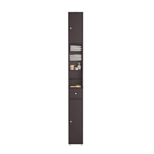 SoBuy Στενή Στήλη Μπάνιου 20x180x20cm Σκούρο Καφέ MDF