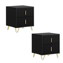 SoBuy Set of 2 Black Bedside Tables with Drawers