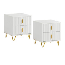 SoBuy Set of 2 White Nightstands with 2 Drawers