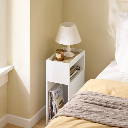SoBuy Slim Bedside Table, White, 20x35x60cm 2