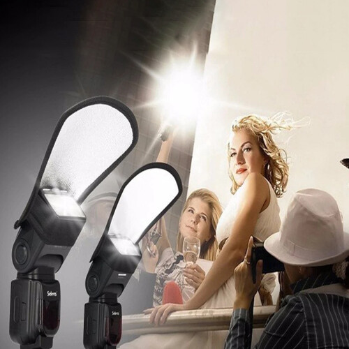 Draagbare flitslichtdiffusorreflector 2-in-1 zilver/witte 1