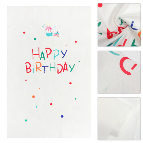 White Birthday Party Backdrop Polyester Happy Birthday Background 2