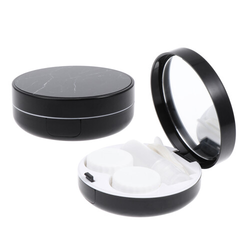 1pc marble pattern portable lenses case for home and travel (black)