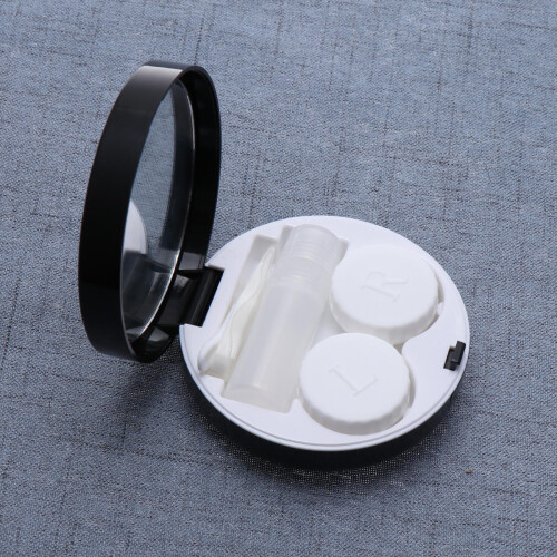 1pc marble pattern portable lenses case for home and travel (black) 2