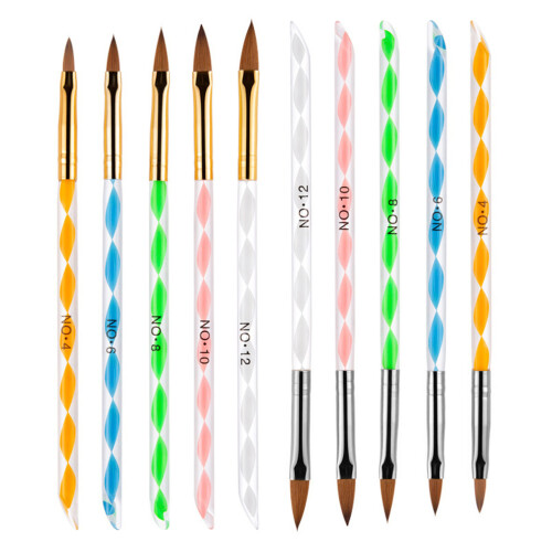 4 Set 10 Pezzi Unghie Cristallo Acrylic Punta Argentata