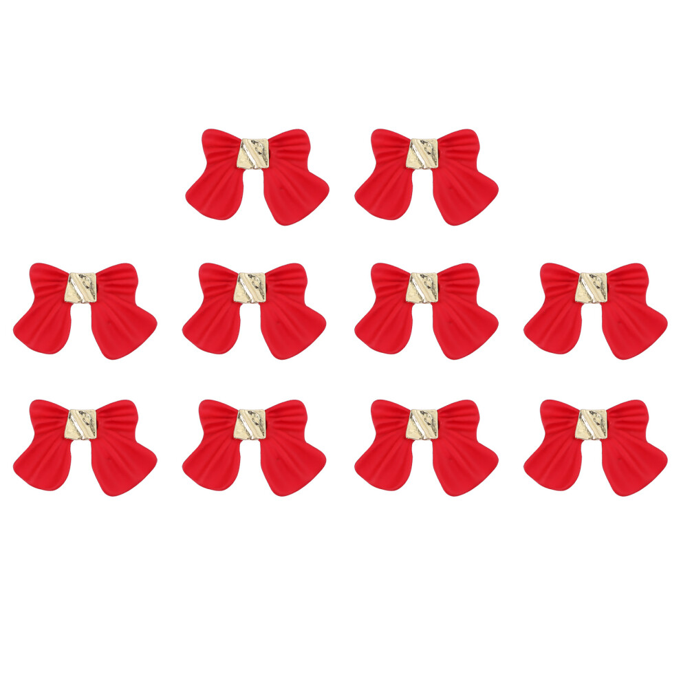 Artibetter Red 10Pcs Nail Art Studs Alloy Bowknot Nail Decorations For Girls