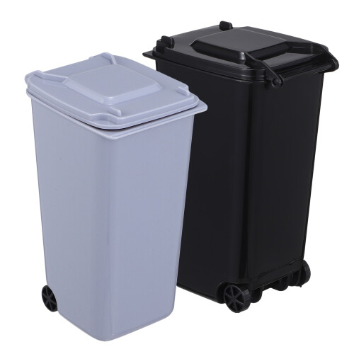 4Pcs Compact Plastic Trash Can with Lid for Home Desk Use 1