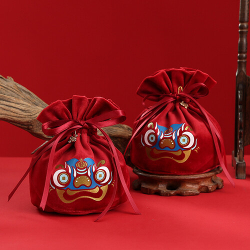 2St Decoratieve Rood Stoffen Candy Pouch, Handige Bruiloft Accessoire 2