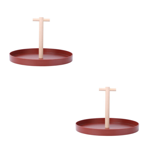 2 Holztablett Mit Griff Für Utensilien Rot 2