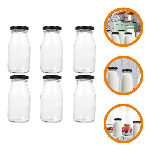 6St Glasflasche Mit Deckel 250Ml Trinkbehälter 2