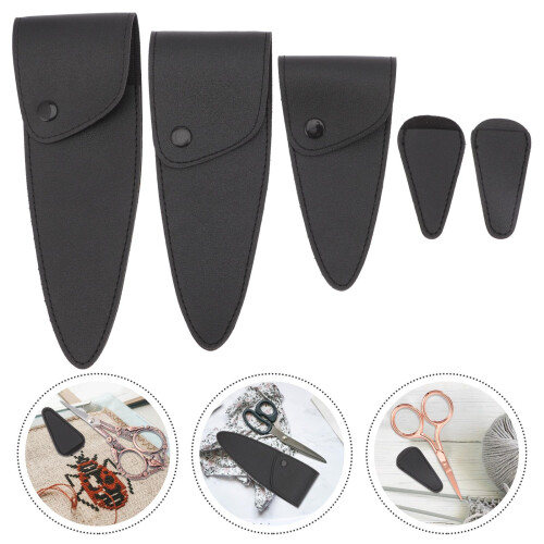 5Pcs Durable Black Scissor Covers Tip Protectors Pouches 2