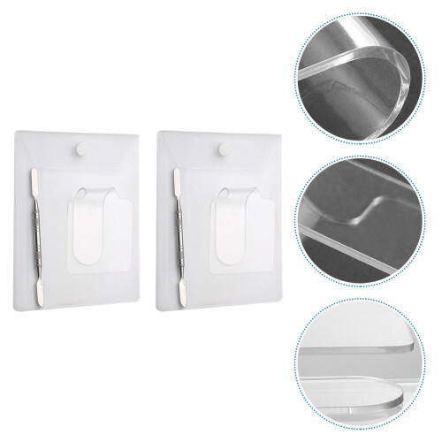 2Pcs Placas Para Mistura De Unhas Com 2Pcs Espátulas 1
