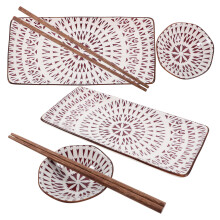 2 Sets Sushiplatten Keramik Mit Essstäbchen Und Dip Schälchen