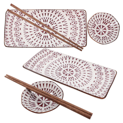 2 Sets Sushiplatten Keramik Mit Essstäbchen Und Dip Schälchen