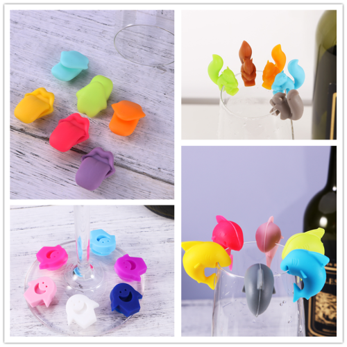 5 Silikon Weinglas Marker Saugnapf Für Partys 2