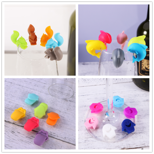 5 Silikon Weinglas Marker Saugnapf Für Partys 1