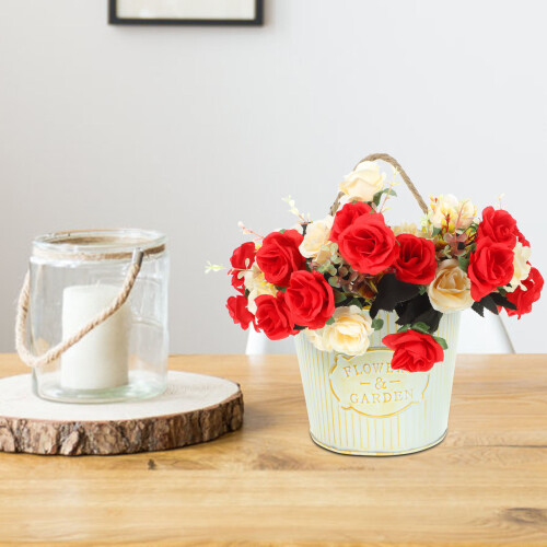 Wall Hanging Flowers Planter Vintage White Iron 1pack 2