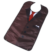 Adult Bib With Food Catcher Square Shape Dark Brown 1set