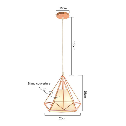 Einflammige Diamantförmige Deckenleuchte Eisen (Roségold) 1