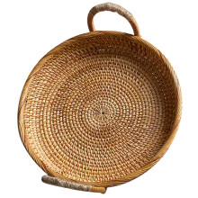 Runder Rattan Serviertablett Aufbewahrung Mit Henkeln