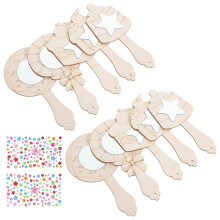 2 Sets Holz Handspiegel Für Kinder Mit Aufklebern Bastelset