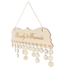 2Stück Geburtstagskalender Hängende Holztafel Diy Geschenk