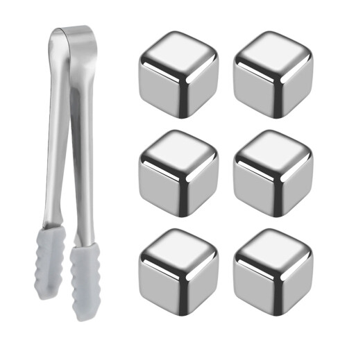 1 Set De Cubes De Glace En Acier Inoxydable Pour Whisky