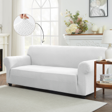 (4 Seater, Silver) Sofa Polyester Stretch Sofa Cover – Anti-Slip, Soft, Armchair to 4-Seater Slipcover – BedLooms