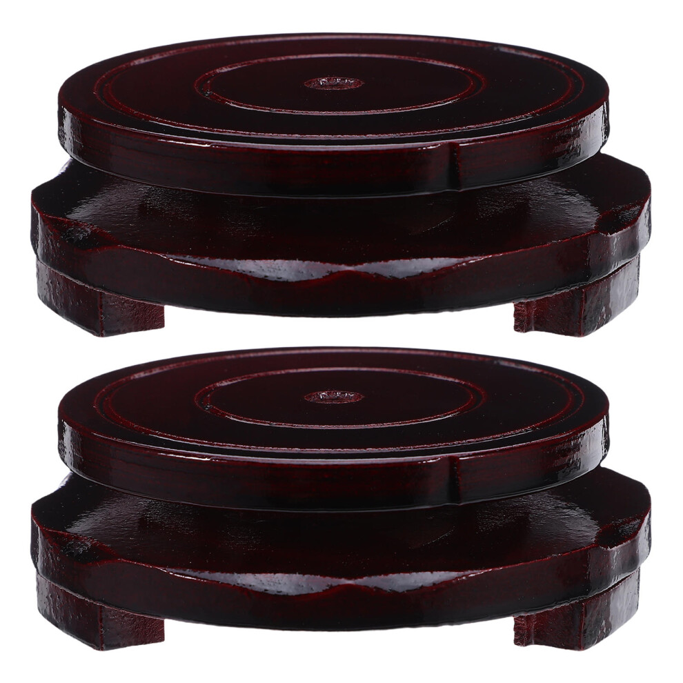 4 Szt. Podstawy Pod Wazony: ObracająCa Się Drewniana Podstawa 8 Cm-image