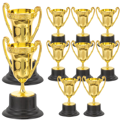 10 Unidades Mini Troféu Plástico Recompensa Decoração Presente