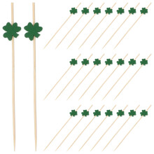 100Stk Holz Shamrock Cocktailspieße Für Und Dessert