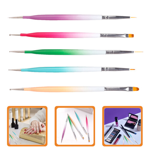 1 Set Dubbele Kop Nagelborstel Draagbare Dotting Pens 2