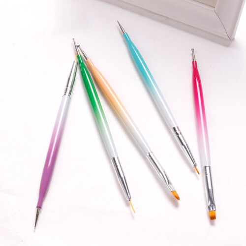 1 Set Dubbele Kop Nagelborstel Draagbare Dotting Pens 1