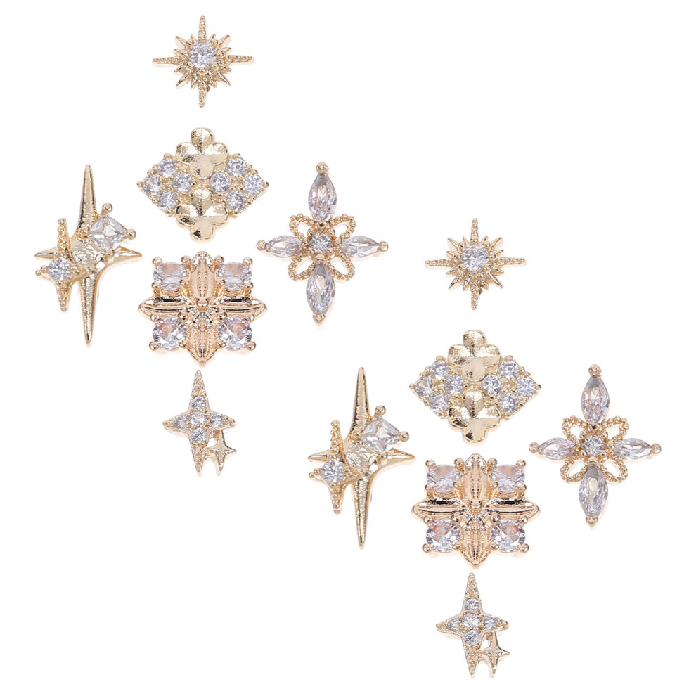 Villcase 12Pcs Nail Art Charms Decor Rhinestones For Diy Manicure